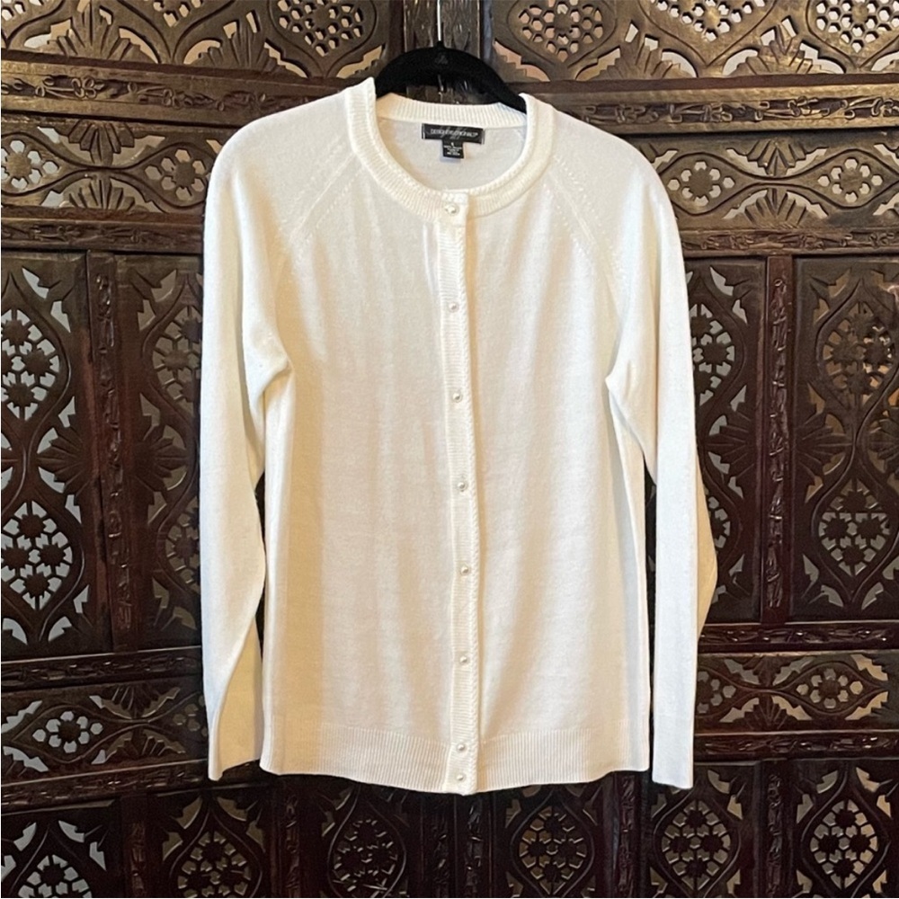 Cream Cardigan with Pearl Buttons